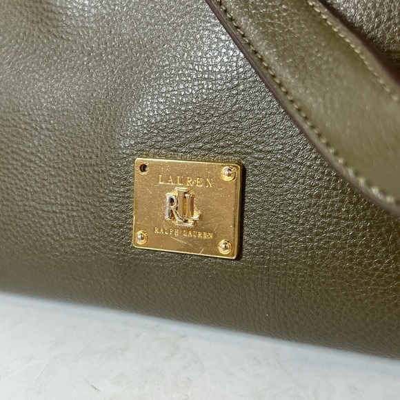 Lux Ralph Lauren Hunter Green Medium Large Purse Tote Leather Bag - Picture 5 of 10